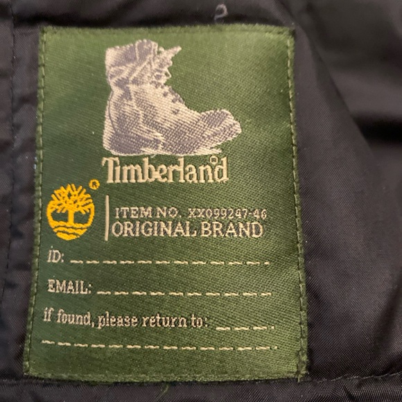 Timberland Weargear Jacket Duck Down Puffer Full Zip Navy Blue Mens Large Flaw - Picture 5 of 16